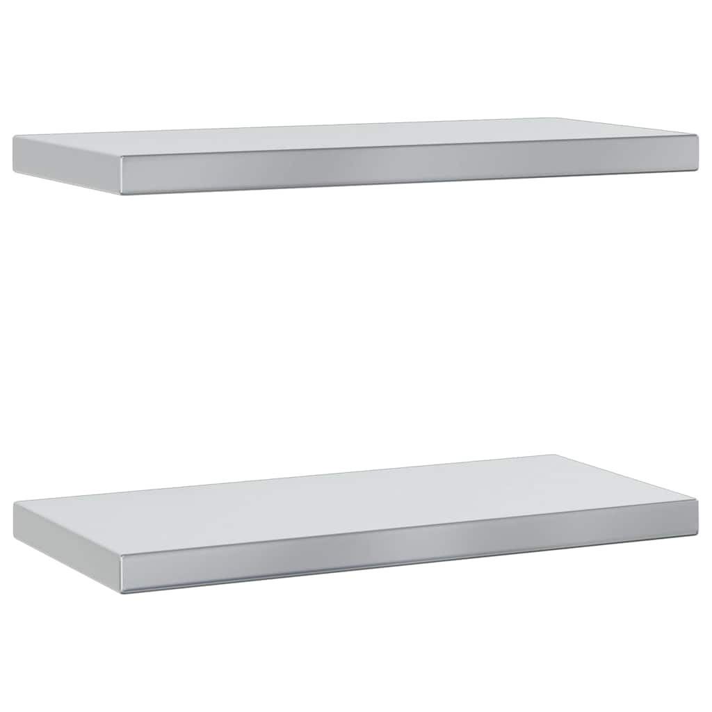 vidaXL Estantes de pared 2 uds acero inoxidable plateado 50x23,5 cm
