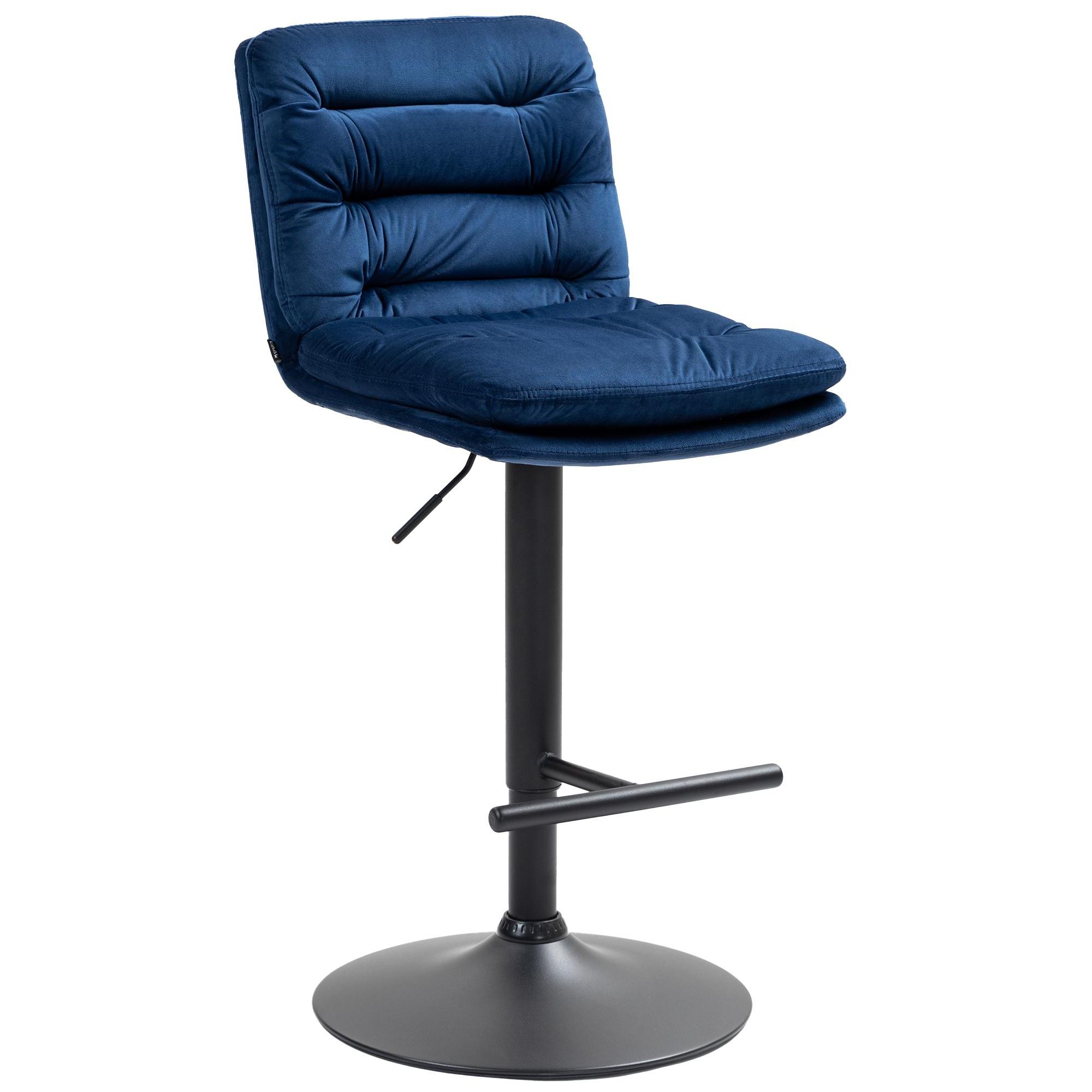 Taburete de bar Damar en terciopelo Azul,Negro