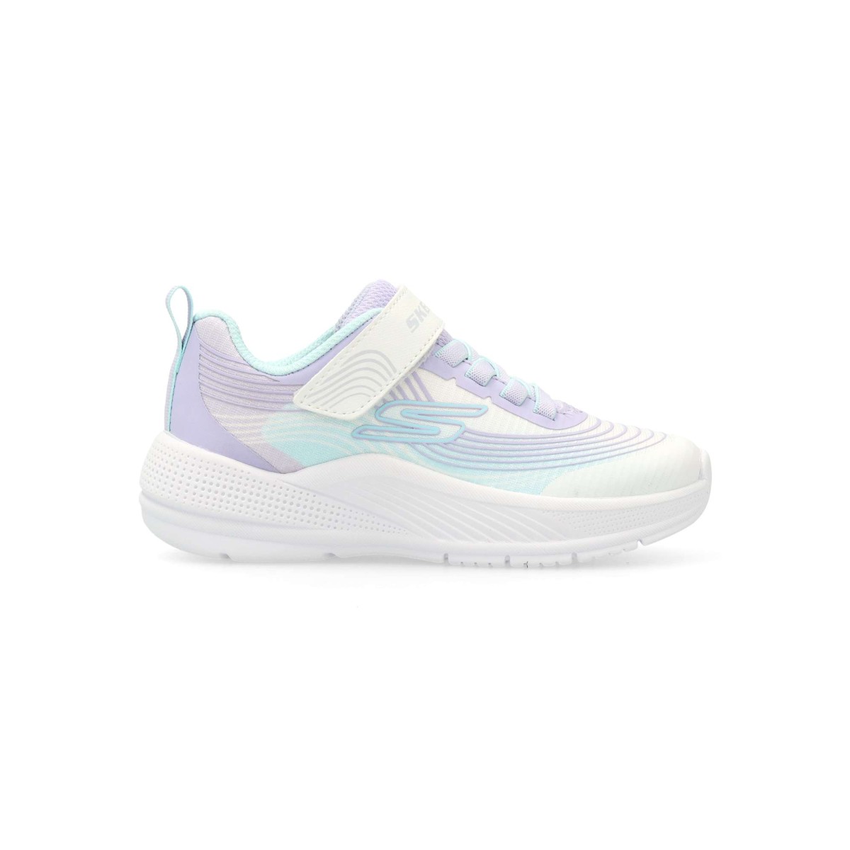 Skechers - Zapatillas deportivas Microspec Advance para niña con parte superior de malla multicolor, cordones elásticos y plantilla amortiguada
