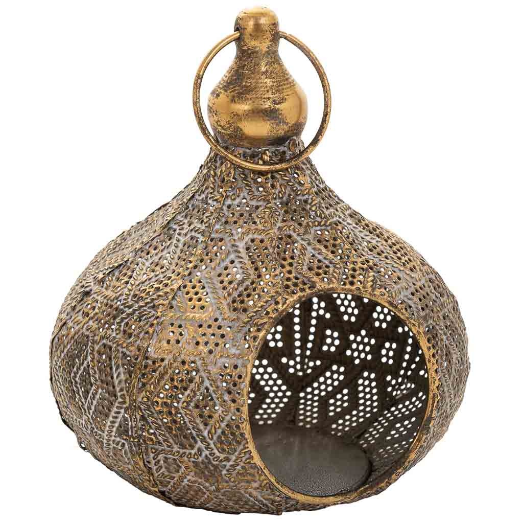 Wonderlust Deco - Portavelas de metal dorado 18x17x21 Dorado 18x17x21h cm