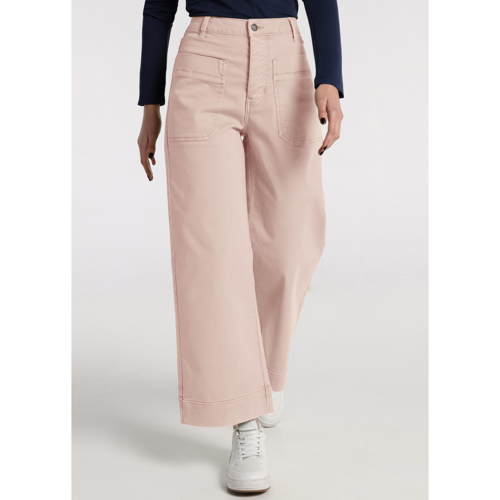 Pantalón Cimarron modelo Martina para mujer · cintura media · wide leg cropped · silueta actual- Tallaje en Pulgadas
