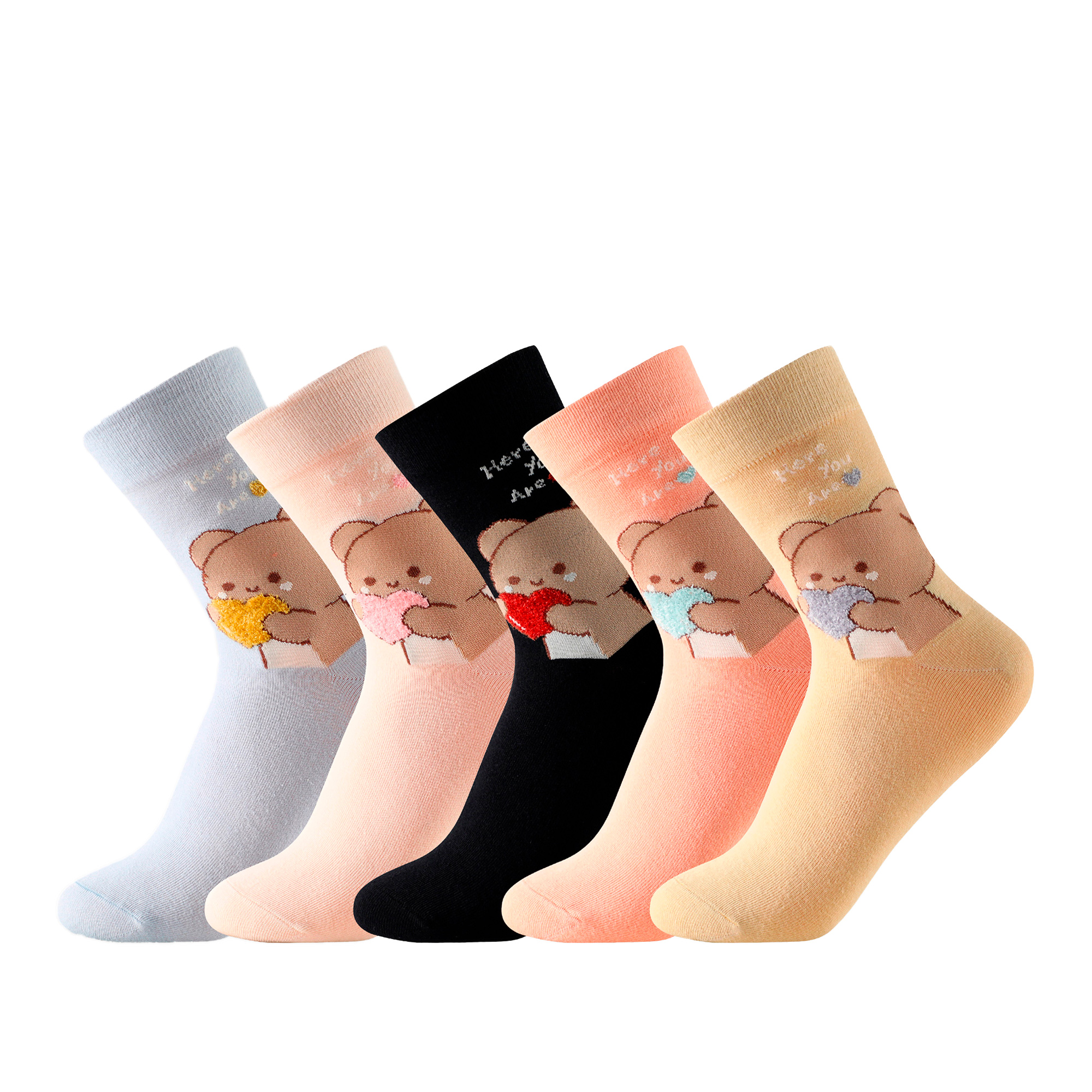 Calcetines bonitos para regalar Balseti. Pack con 5 pares de calcetines estampados de caña alta con motivos alegres en colores surtidos.  Talla única, válidos para las tallas de la 35 a la 41.