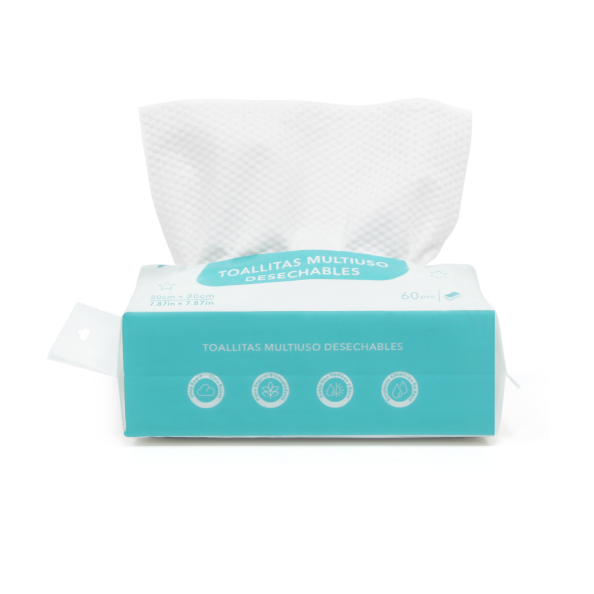 Toallitas Desechables Faciales Biodegradables Perfectas para Limpieza, Cuidado de la Piel y Desmaquillado, Adecuadas para Pieles Sensibles Toallas Desechables Cara 20*20cm 60unidades