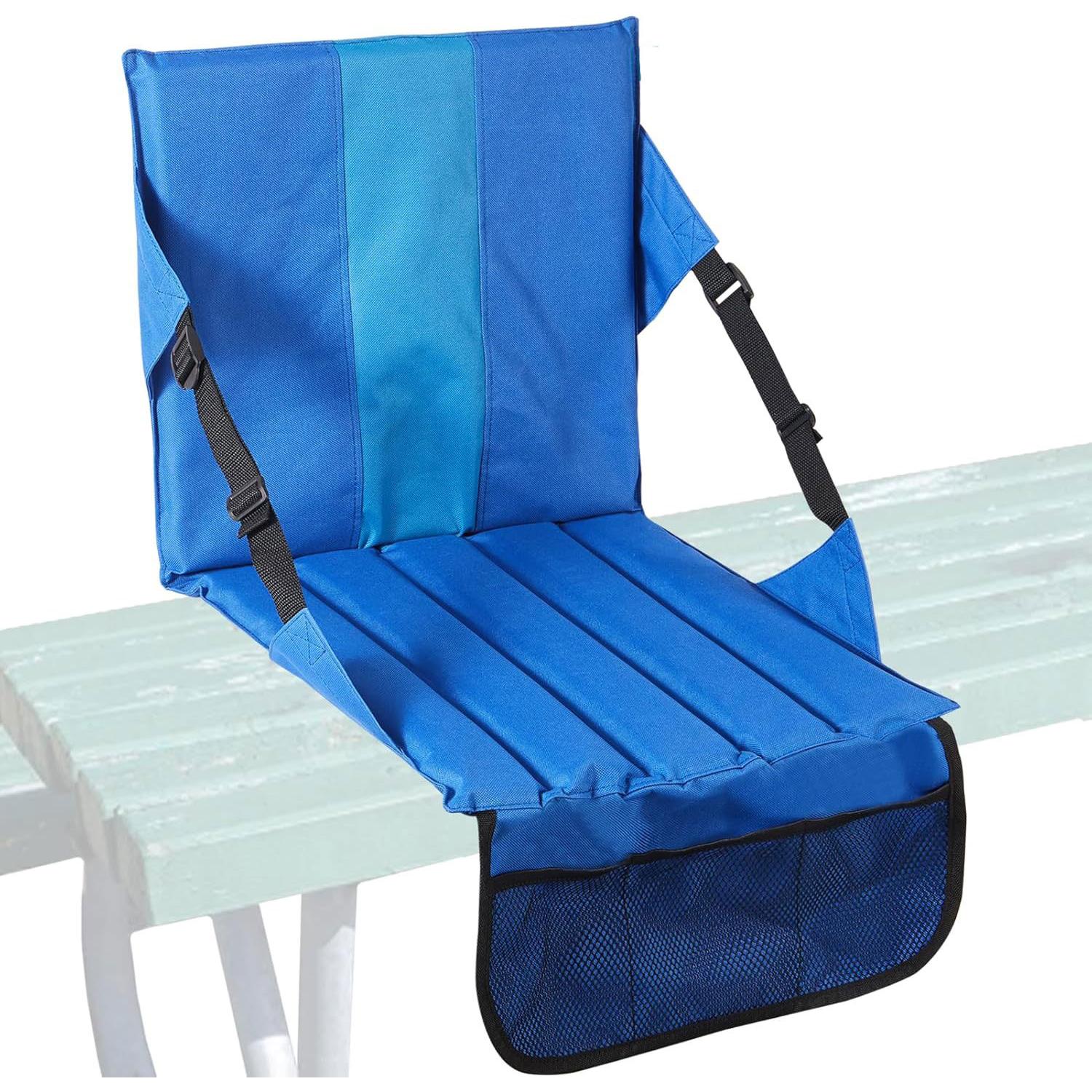CA Cojín de asiento de estadio portátil Cojín de asiento de tribuna con respaldo Cojín de asiento de estadio plegable Bolsa de malla Almacenamiento