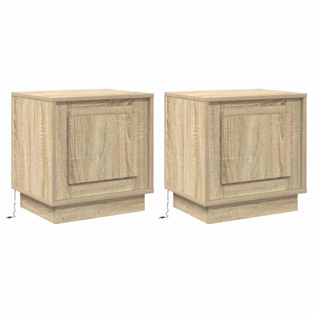 vidaXL Armario de Noche 2 uds. 44 x 34,5 x 45 cm Madera de ingeniería Multicolor