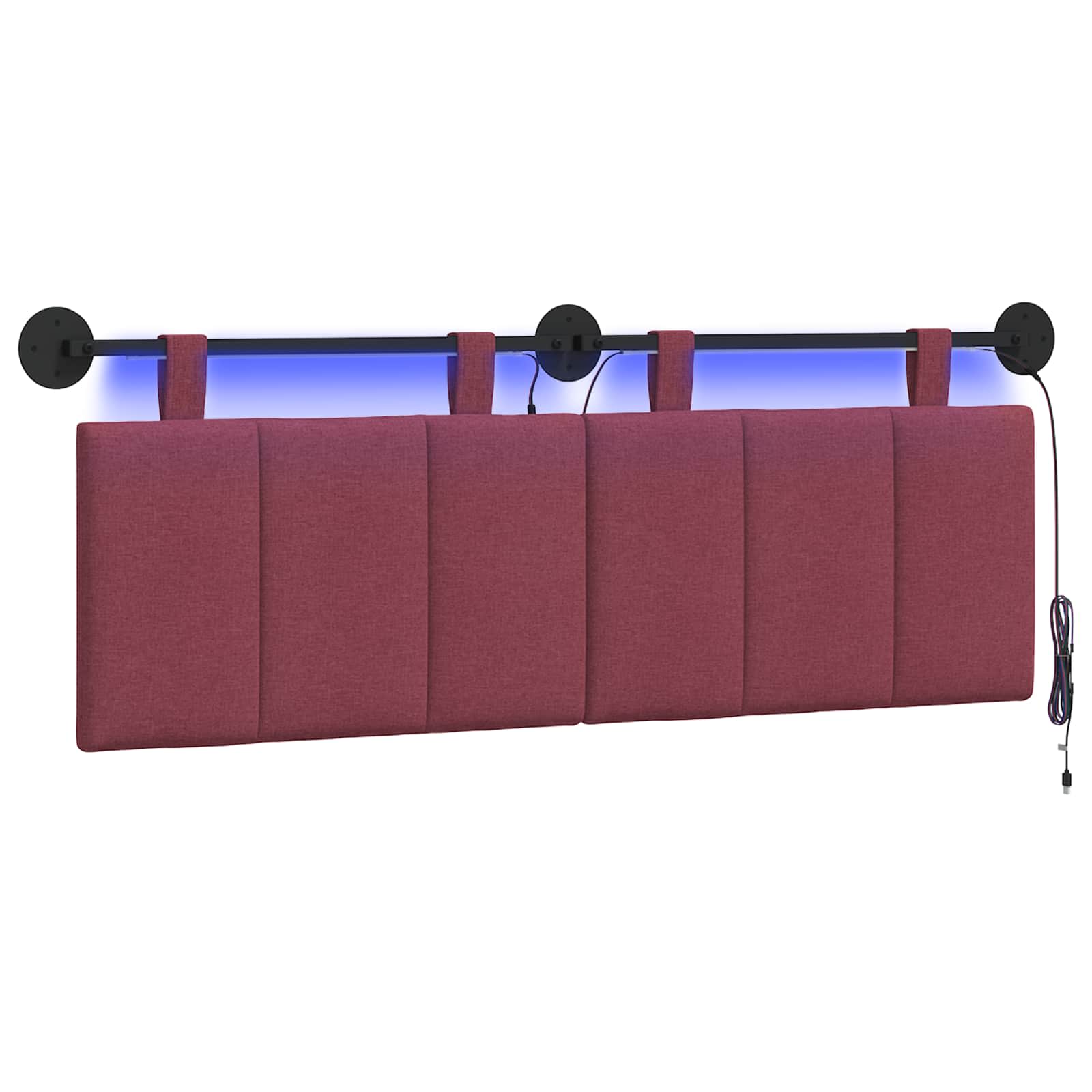vidaXL Cabecero colgante Con luz LED Tela 130 x 55 x 5 cm Multicolor