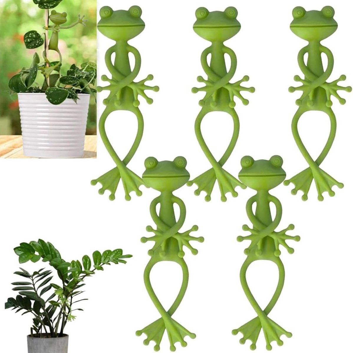 piezas - Soporte para plantas con forma de rana - Soporte para plantas - Soportes verdes para plantas con forma de rana - Clips para macetas con forma de rana - Independiente - Adornos para macetas con forma de animales