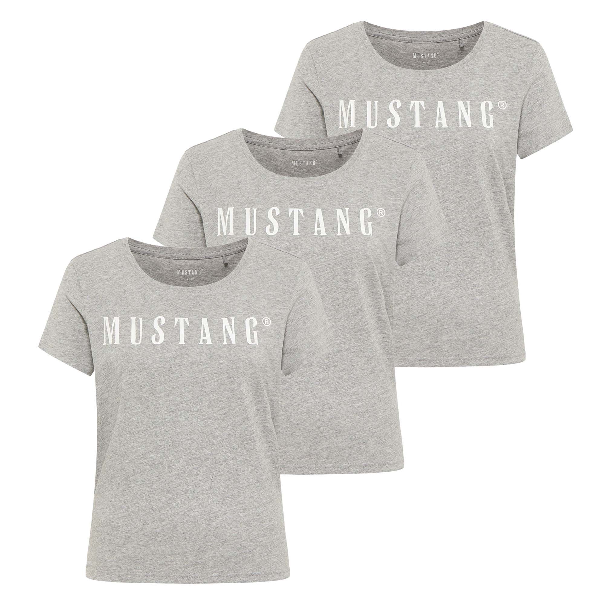 Camiseta Mustang para mujer paquete de 3- Alma, algodón, cuello redondo, logotipo Style Alma 3P
