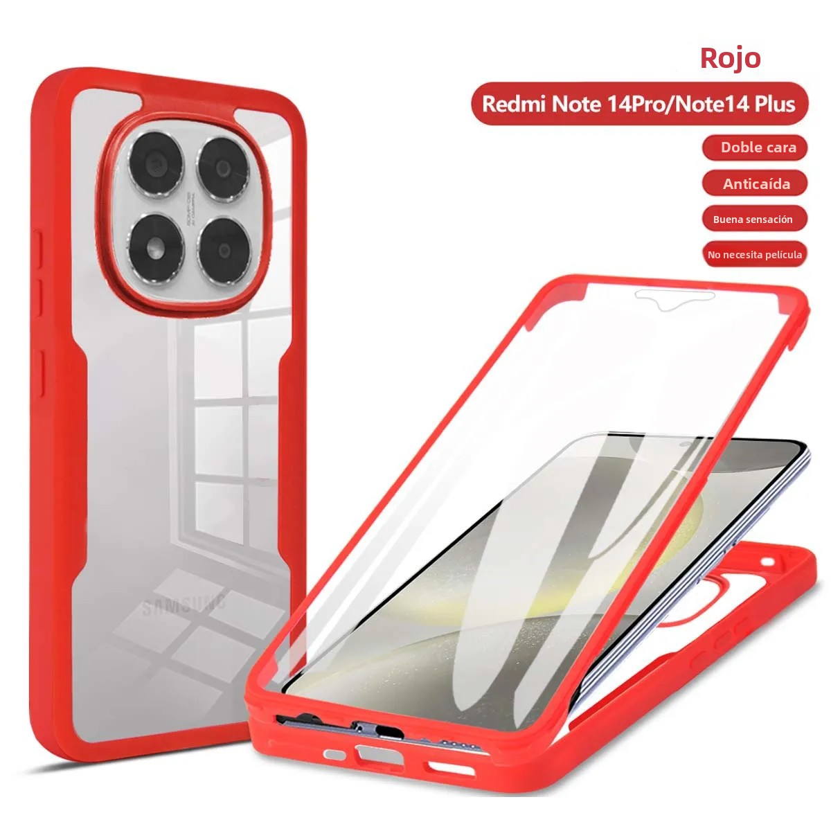 TK Funda De Teléfono Transparente Para Redmi Note 14 pro plus 360 Grados Protegida Anti Caída Y Anti Choque Material De Plástico