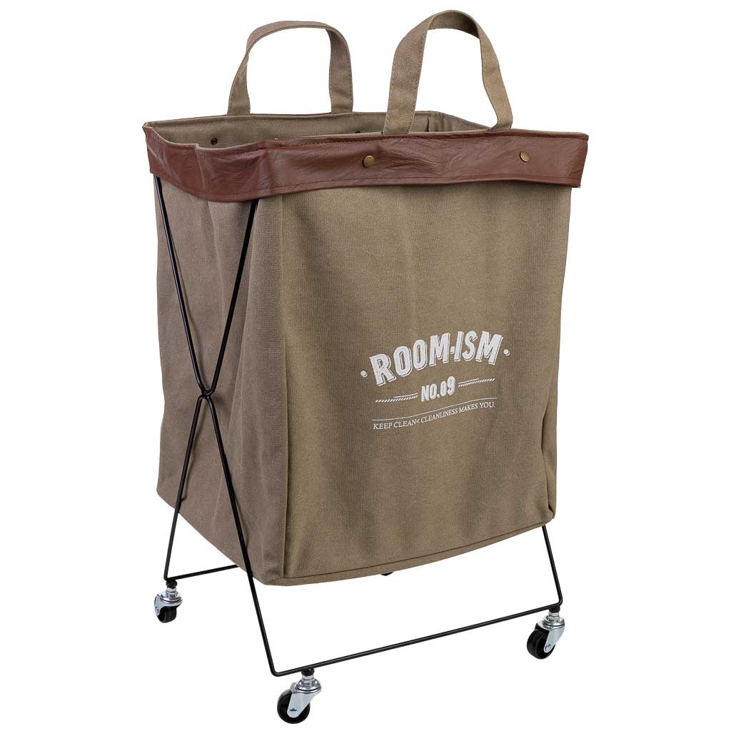 Wonderlust Deco - Cesto de la ropa de metal y tela 41x32x58h cm Marrón 43x34x60