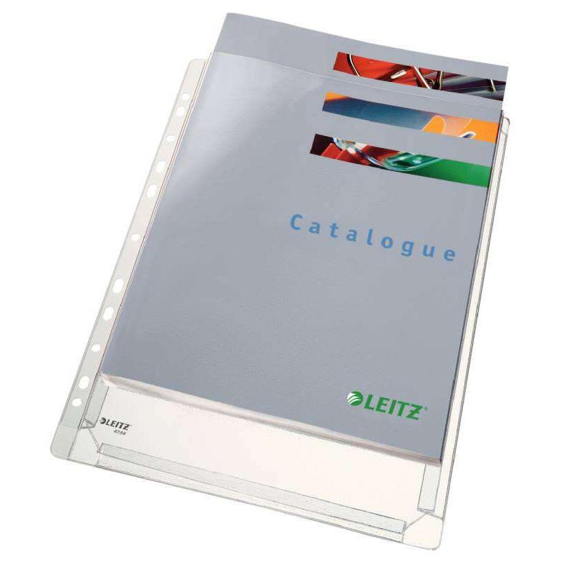 Leitz pack de 5 fundas fuelle estandar a4 pvc liso multitaladro-11 - capacidad 200 hojas - transparente (170 micras)