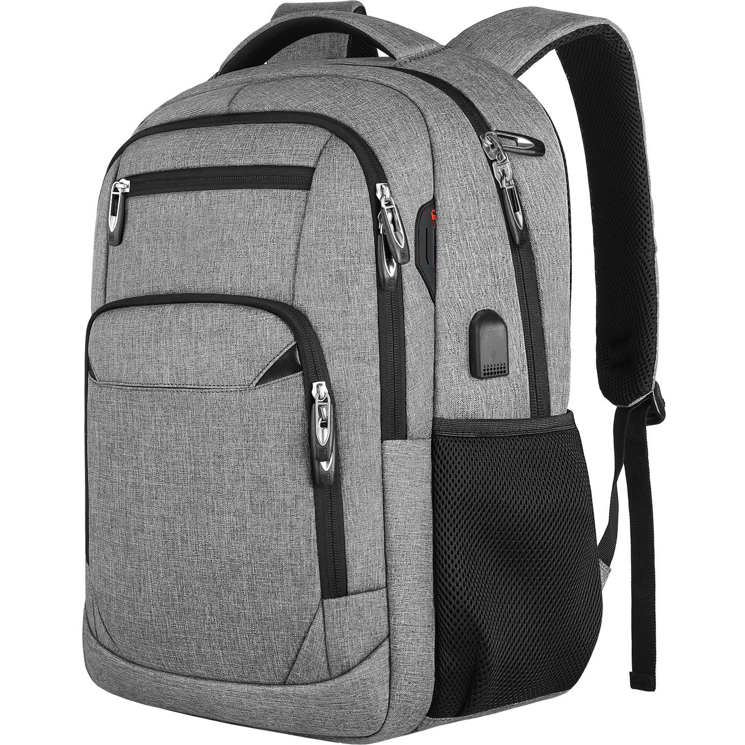 TK Mochipa resistant to Agua para computadora portátil, compatible con computadora portátil de 15,6 pulgadas with Puerto de carga USB, color Gris