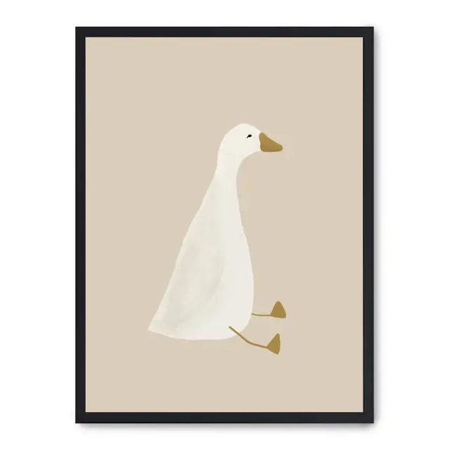 Lámina con marco negro WHITE GOOSE 21x30 cm, Póster impreso en papel de primera calidad de 180gr, montado sobre marco de madera MDF acabado en negro., Infantil - Bebé