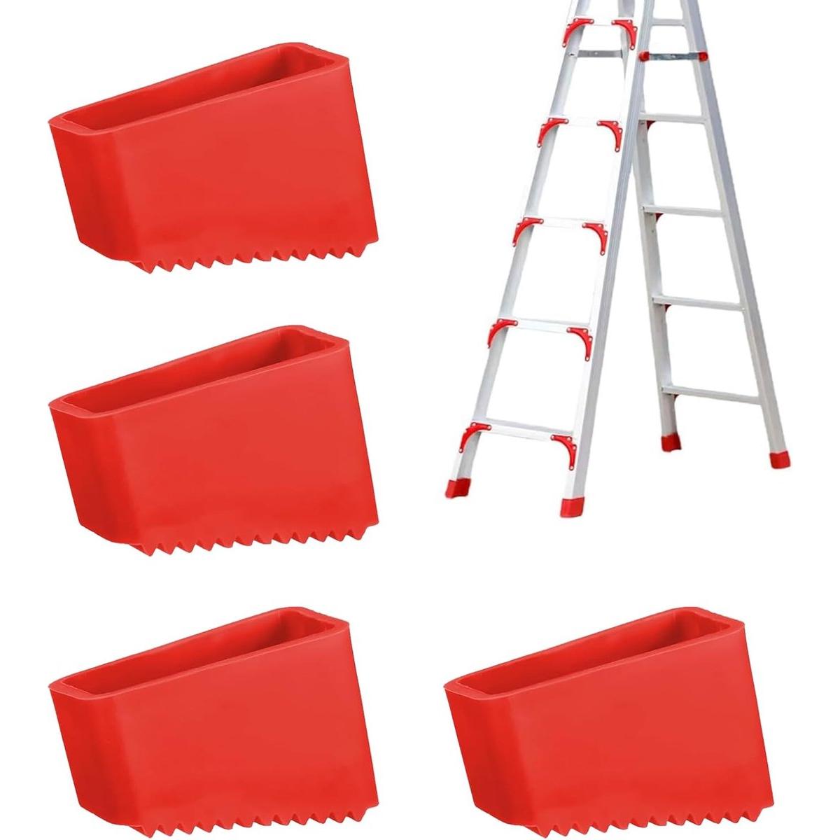 4 piezas de protectores de goma para escaleras - patas de goma para escaleras - alfombrilla de goma para patas de escaleras - tapas para escaleras - rojo - estabilizadores de escaleras, cubiertas antideslizantes de repuesto para patas de escaleras domésti
