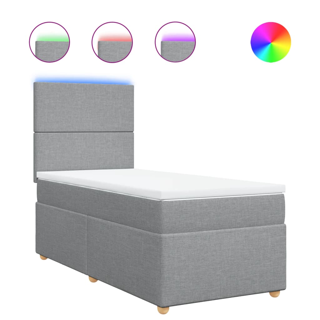 vidaXL Cama box spring con colchón tela gris claro 90x190 cm