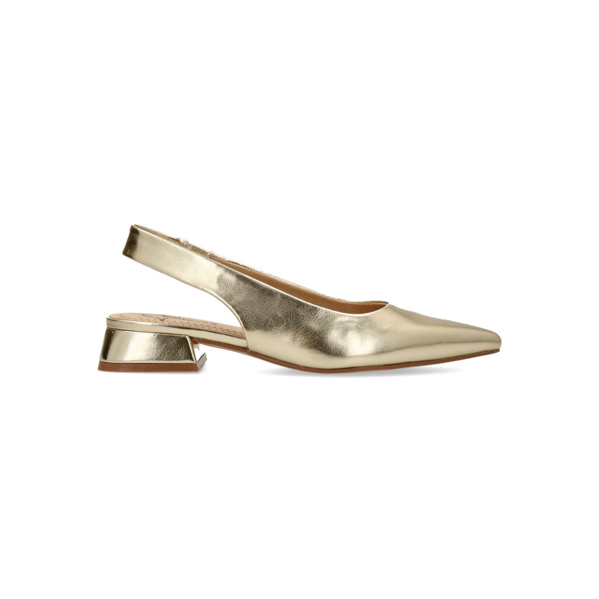 Vanessa Calzados - Zapato salón metalizado VANESSA con puntera fina y tacón bajo de 3 cm para eventos, comuniones y bodas