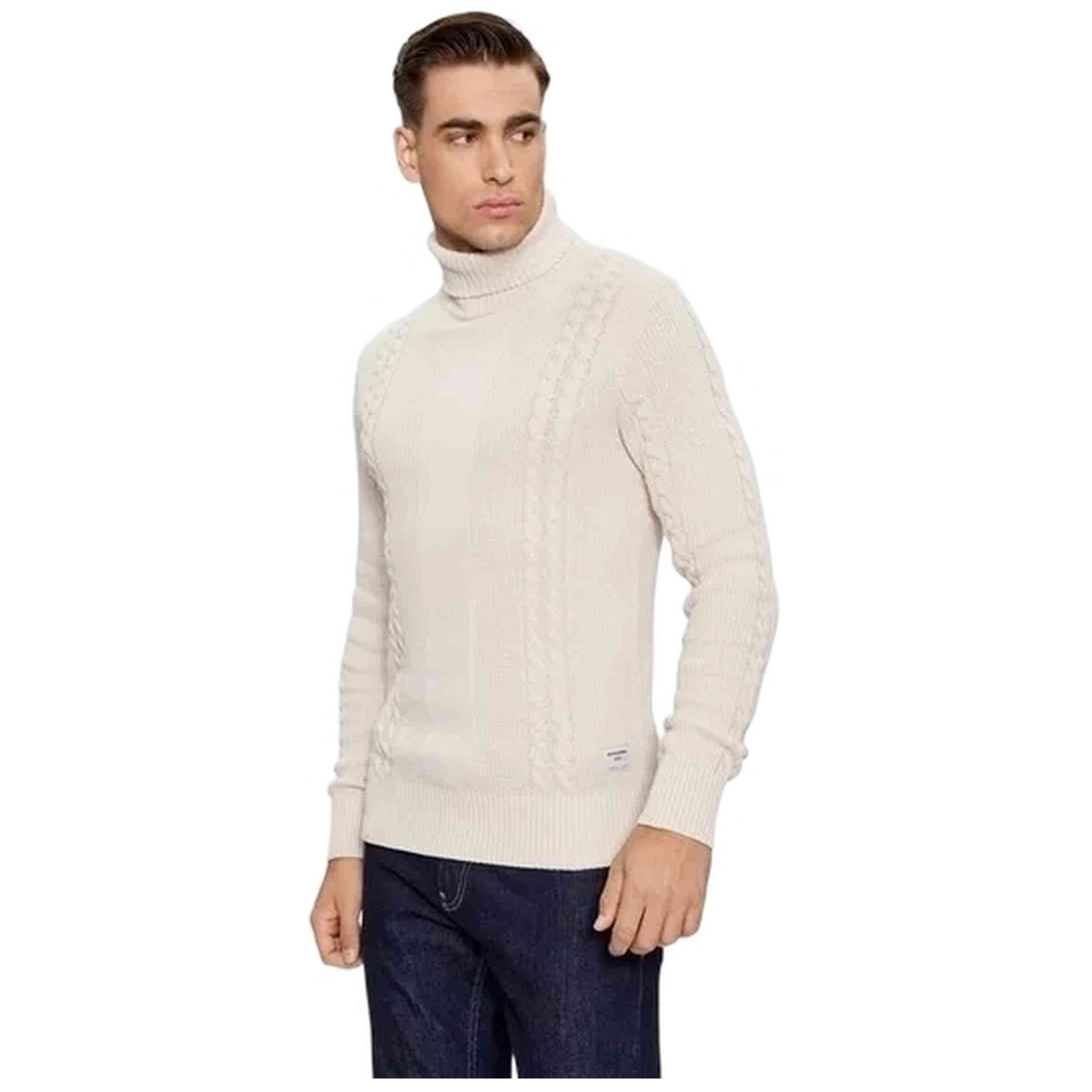 Jersey Jack & Jones modelo JCOGRID CABLE KNIT ROLL NECK para Hombre en color Beige