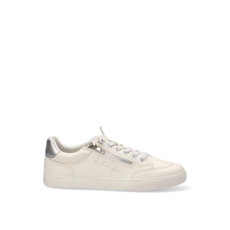 Zapatillas Casual Mustang - Mujer - Suela Plana - Modelo 60411 - Color Blanco