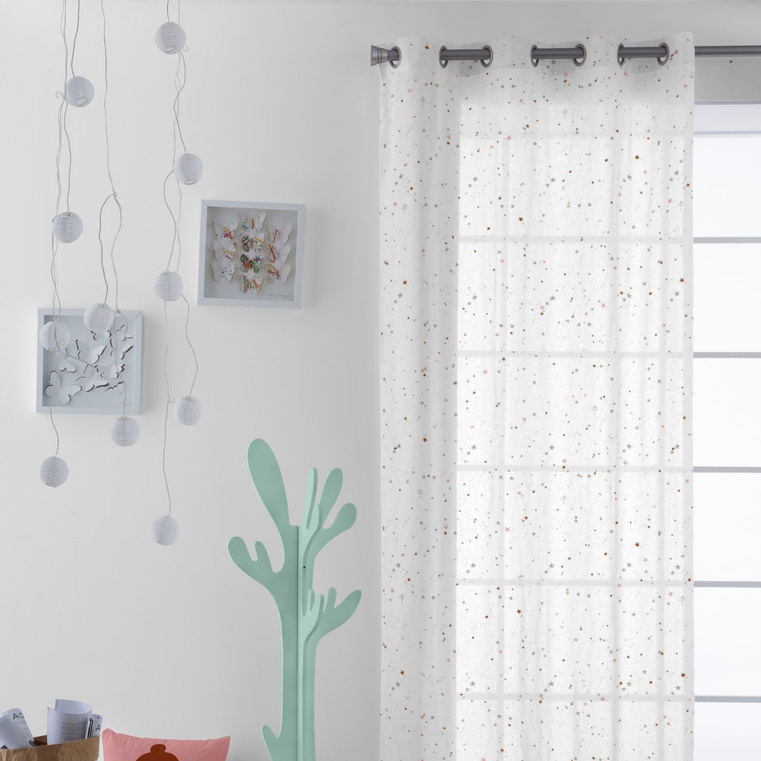 HACIENDO EL INDIO - Cortina Infantil Estampada 100% Algodón - 8 Ollaos Metálicos para Barra - Luz Suave y Natural - Medida 140x260 cm - 20 Modelos - Fabricado en España