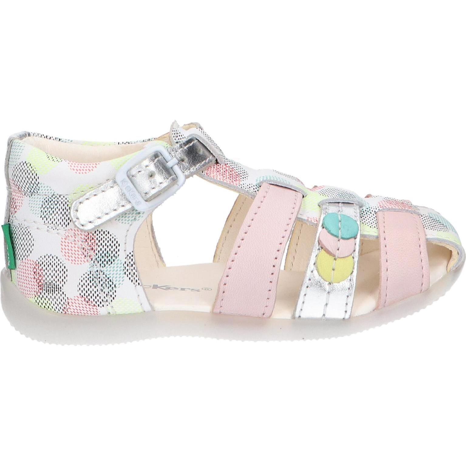 Kickers girl's sandals 860633 -10 bigfly-2 3 blanc rose pois