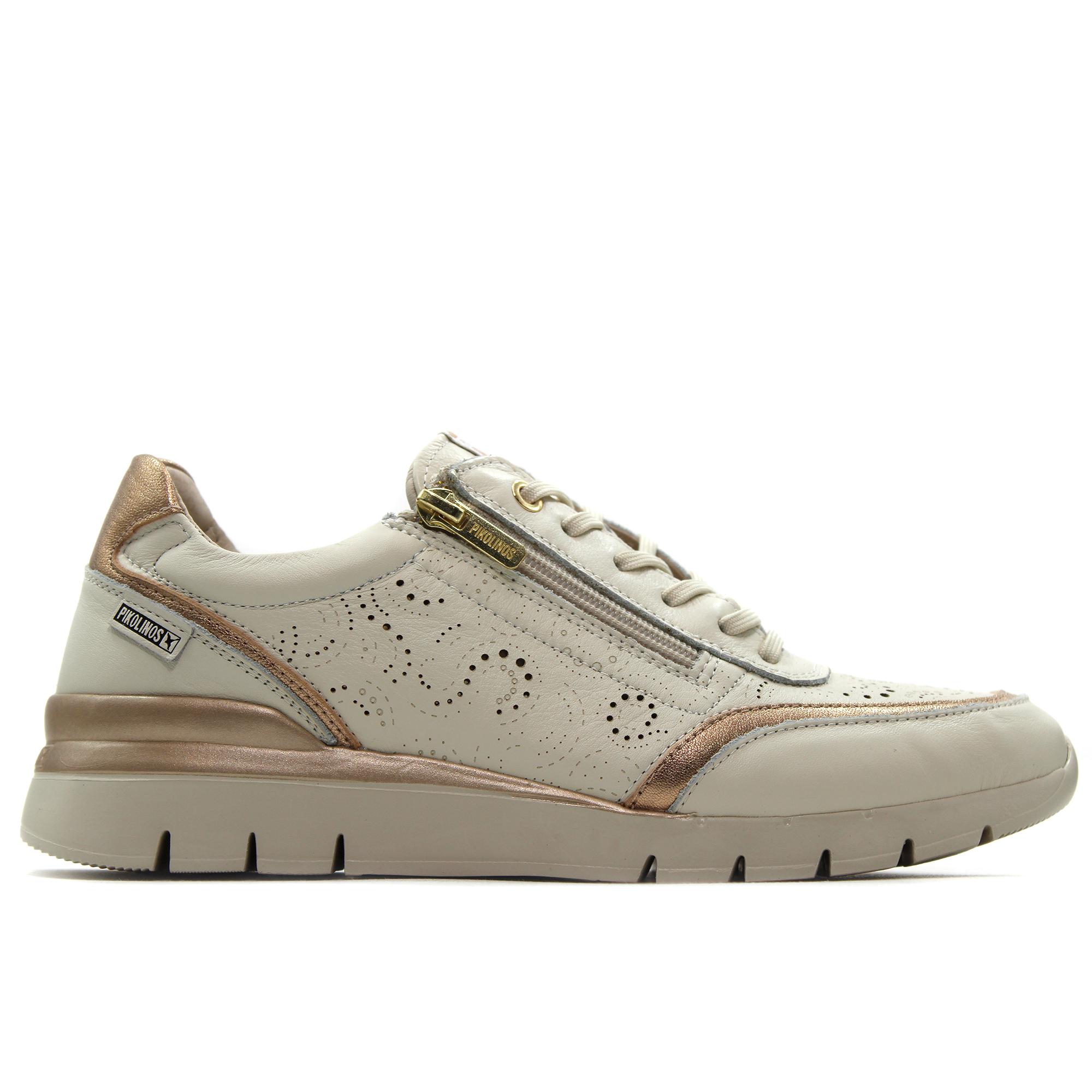 Pikolinos W4R-6622C1 Zapato,mocasín,cordones elásticos,suela de goma,con cremallera,blucher de piel,calado,rejilla, para señora