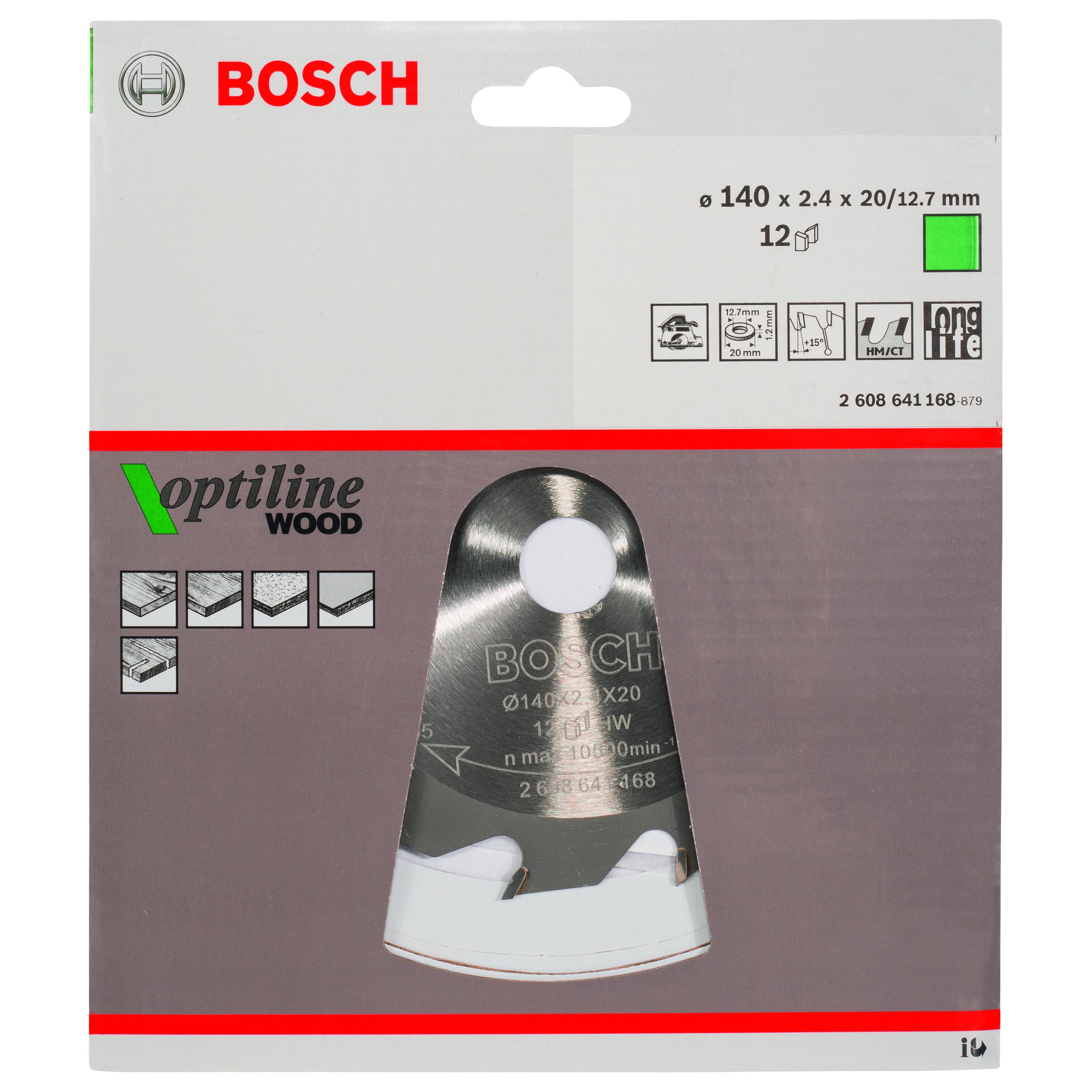 Hoja de sierra circular Optiline Wood 140 x 20/127 x 24 mm 12 | BOSCH 2608641168