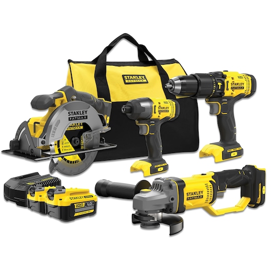 Stanley – Conjunto 4 herramientas a Batería 18 V SFMCK469M2-QW + Bolsa de Transporte.
