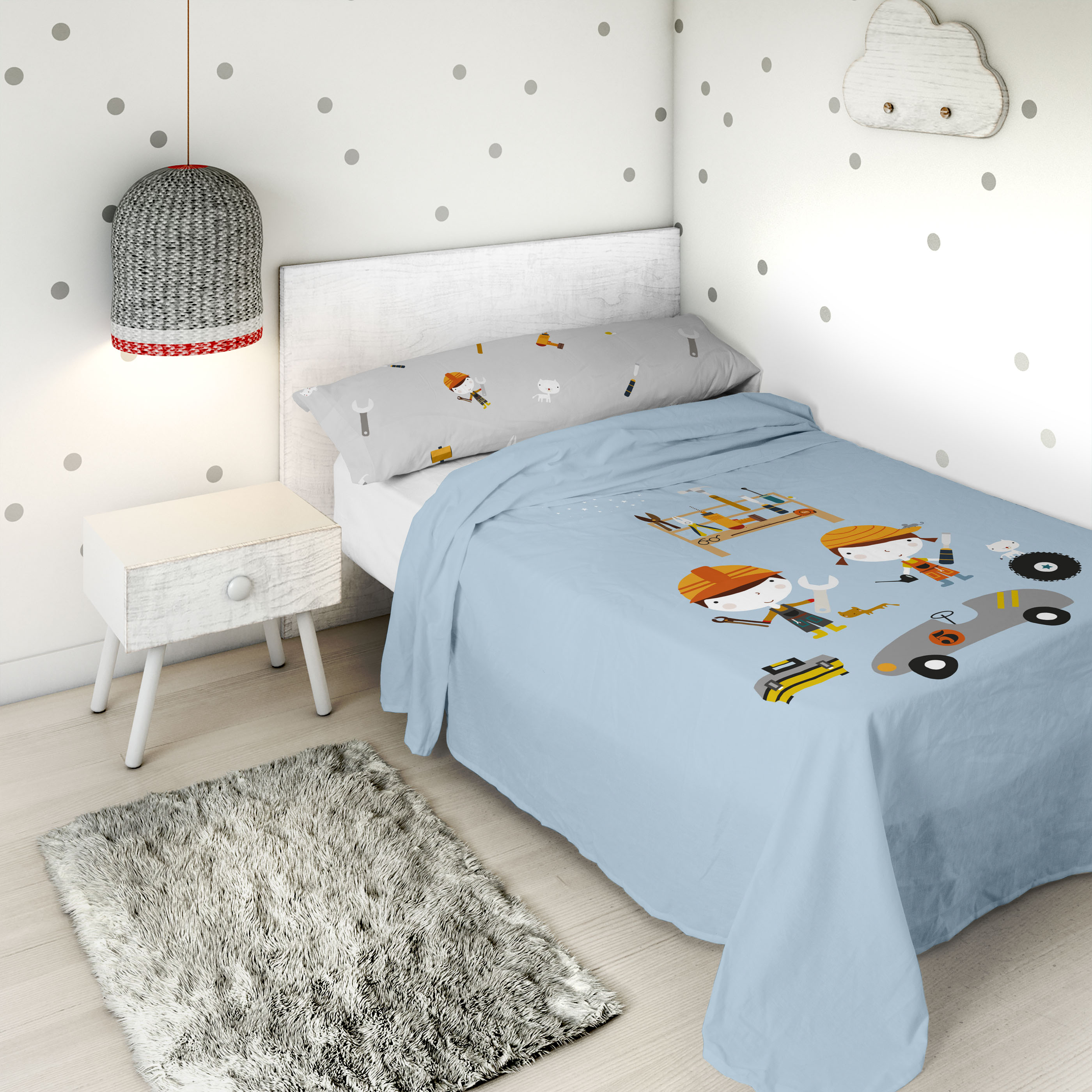 HACIENDO EL INDIO - Juego de Sábanas Infantil Estampado 2 Piezas 100% Algodón Extrasuave - Set de 2 Piezas Incluye Encimera y 1 Funda de Almohada - Cama 90/105 cm - Fabricado en España
