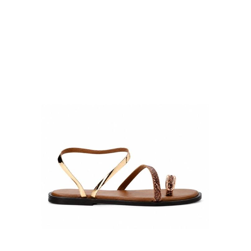 Sandalia Tina´s - Mujer - Suela Plana - Modelo 6389 - Color Kakhi