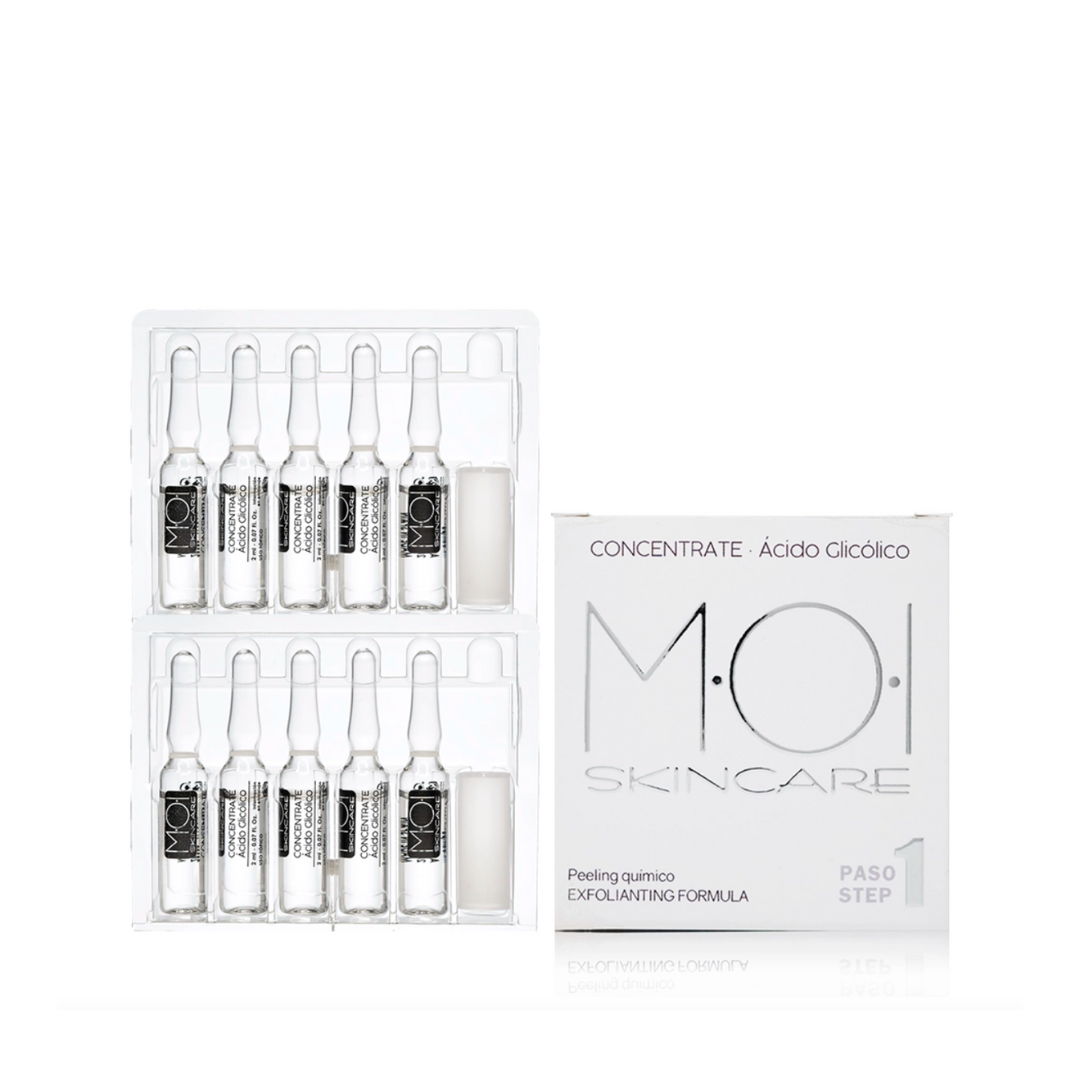 Ampollas faciales CONCENTRATE AC. GLICÓLICO uso profesional 10 viales 2ml. MOI SKINCARE