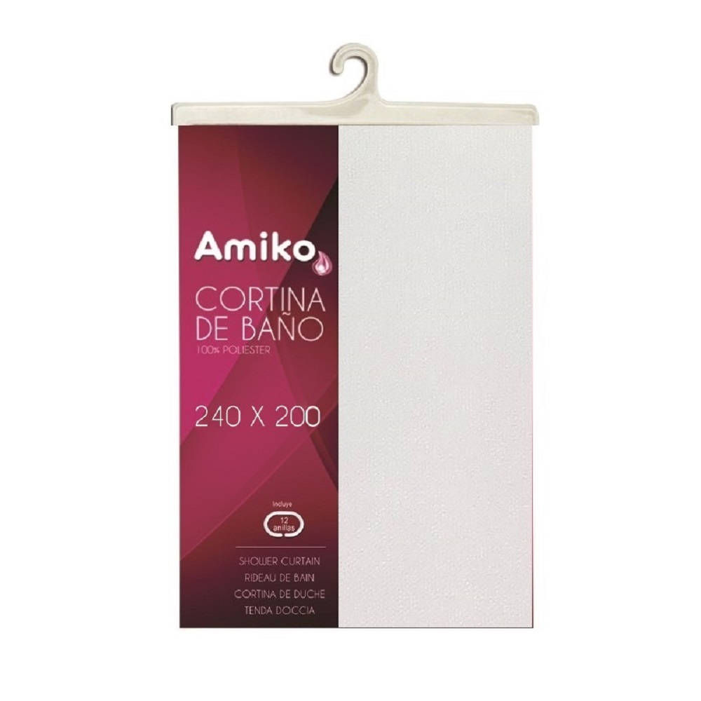CORTINA DE DUCHA DE POLIÉSTER AMIKO 240X200 CENTIMETROS DE COLOR BLANCO