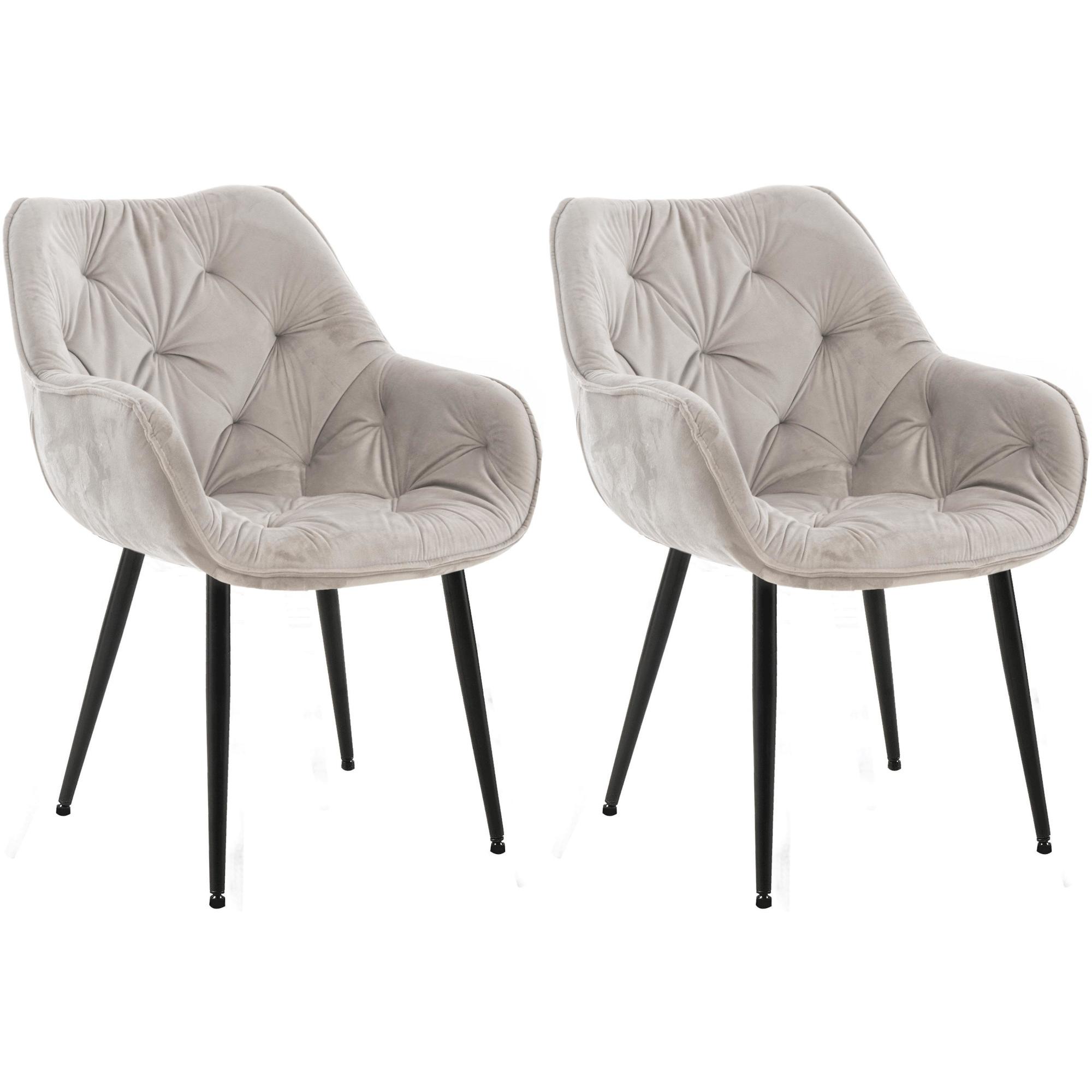 Set de 2 Sillas de comedor Tanna en terciopelo Gris