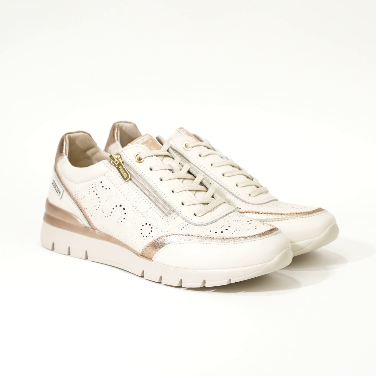 Pikolinos - Deportivos de Mujer Cantabria W4R-6622C1 Nata en Piel Plantillas Confort