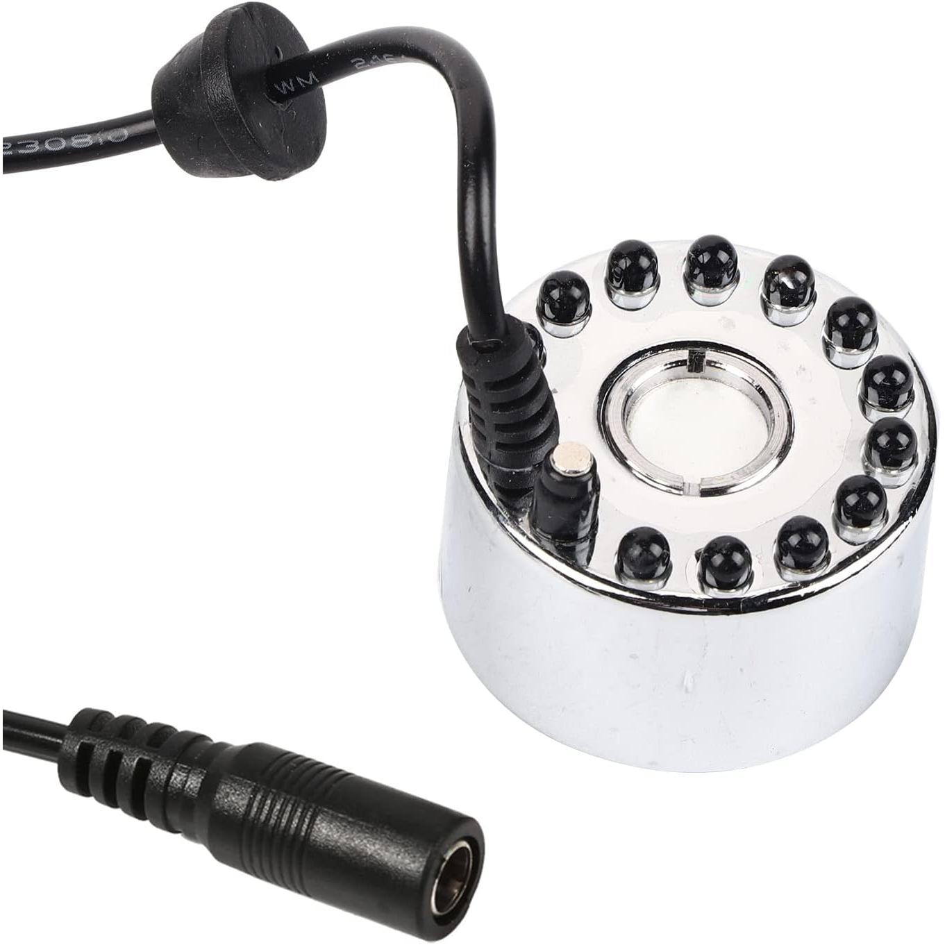 CA Nebulizador, Nebulizador ultrasónico cambiante Fuente de Agua Atomizador para Estanque Humidificador de Aire 12 LED 24 V Color (atomizador degradado de Tres Colores + UE) Nebulizador ultrasónico LED UIT