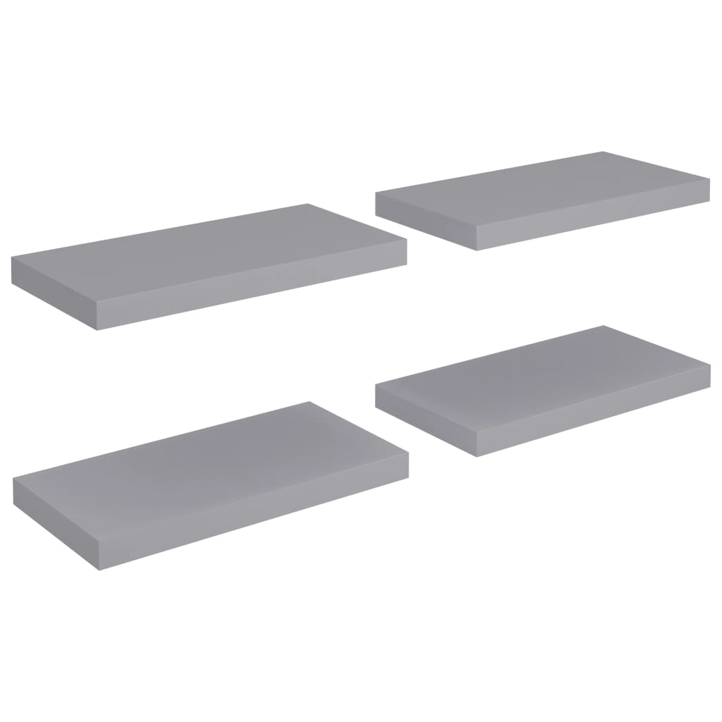 vidaXL Estantes flotantes de pared 4 uds MDF 50x23x3,8 cm Blanco brillante, negro brillante, gris brillante Mueble Almacenaje Estantería para Oficina, Estudio, Dormitorio Estantería/Librería/ mueble de Almacenamiento