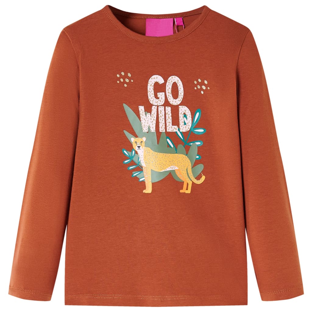 vidaXL Camiseta infantil de manga larga color coñac 128