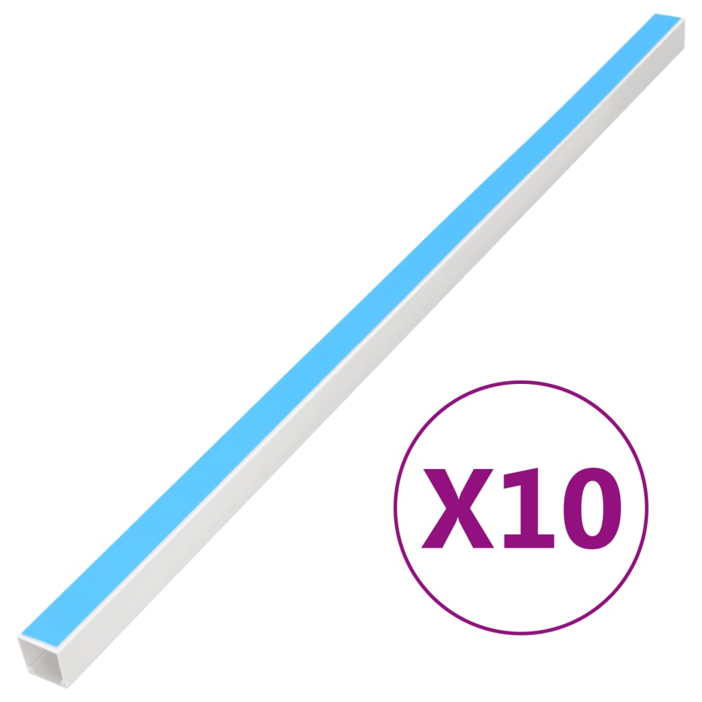 vidaXL Canaletas para Cables Autoadhesivas Cubiertas Canales de Cableado PVC (10 unidades) Dimensiones 10 x 10 mm/ 10 m,  15 x 10 mm/ 10 m,  20 x 10 mm/ 10 m y mas