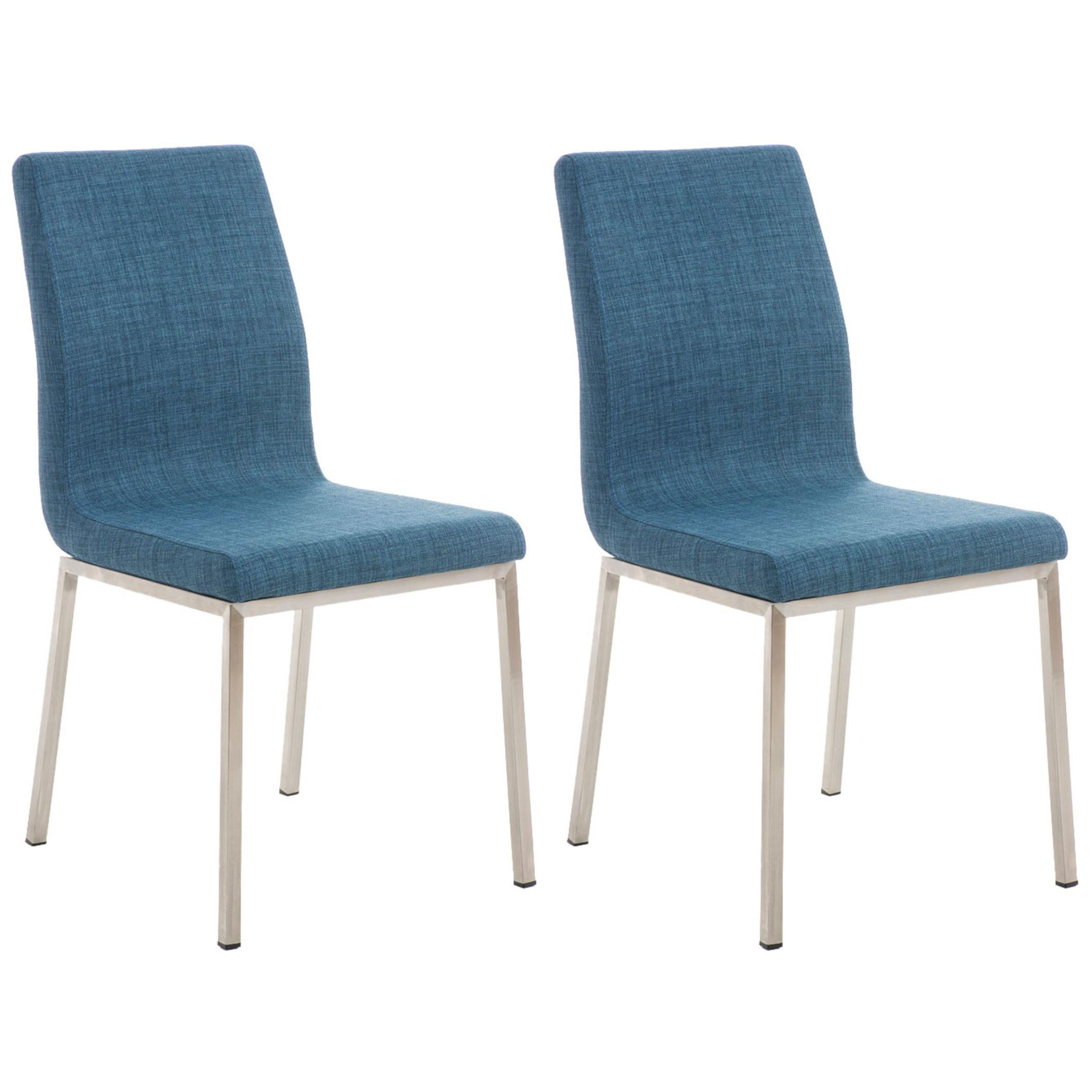 Set de 2 sillas de comedor Colmar de tela Azul