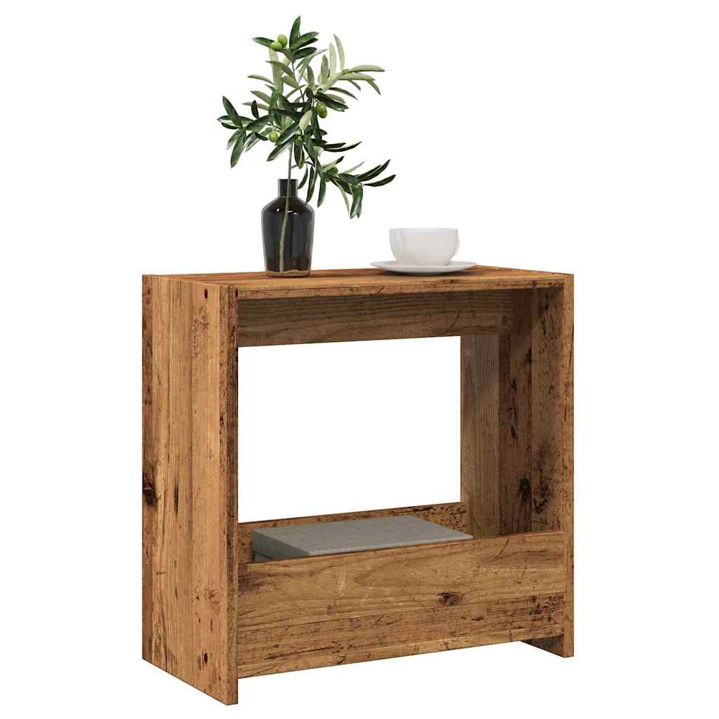 vidaXL Mesa auxiliar de madera contrachapada envejecida 50x26x50 cm en color Madera antigua/Marrón roble/Roble artisan | estructura resistente ideal para salón dormitorio o estudio