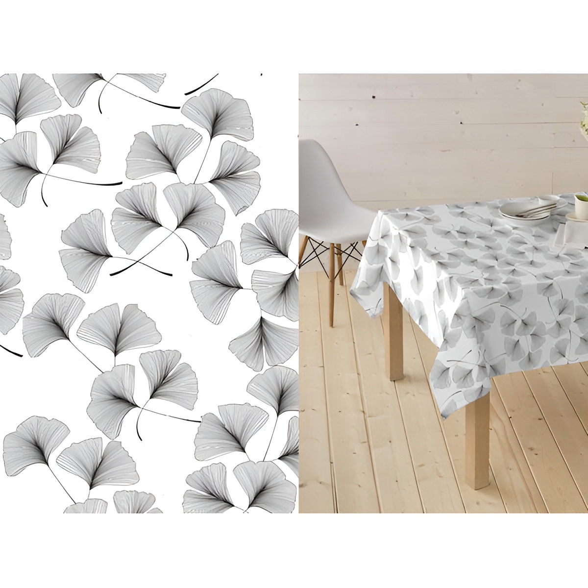 Mantel Hulehule Tex - Resinado Estampado Ginko Gris - Antimanchas y Fácil de Limpiar