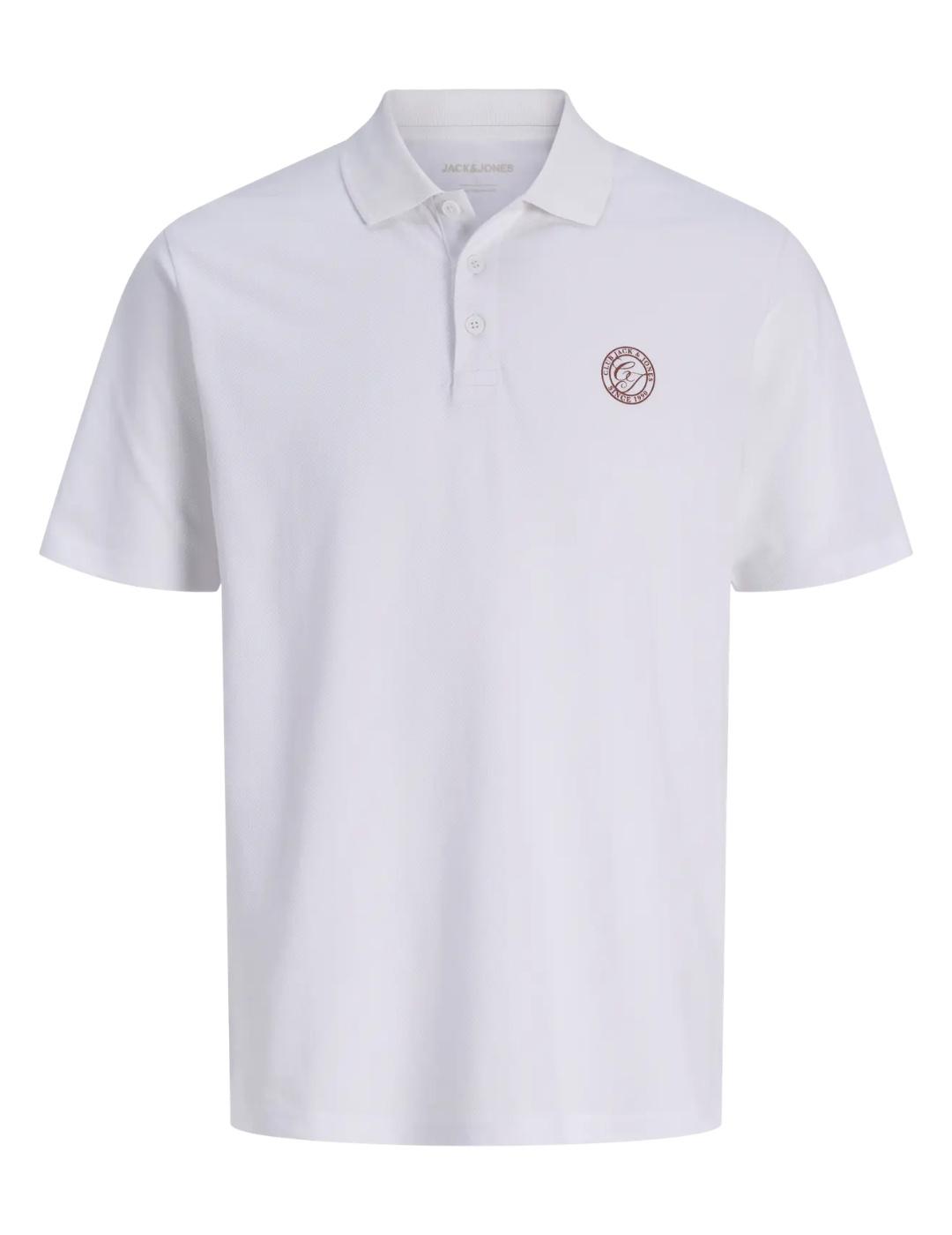 Polo Jack&Jones Alliance blanco manga corta para hombre