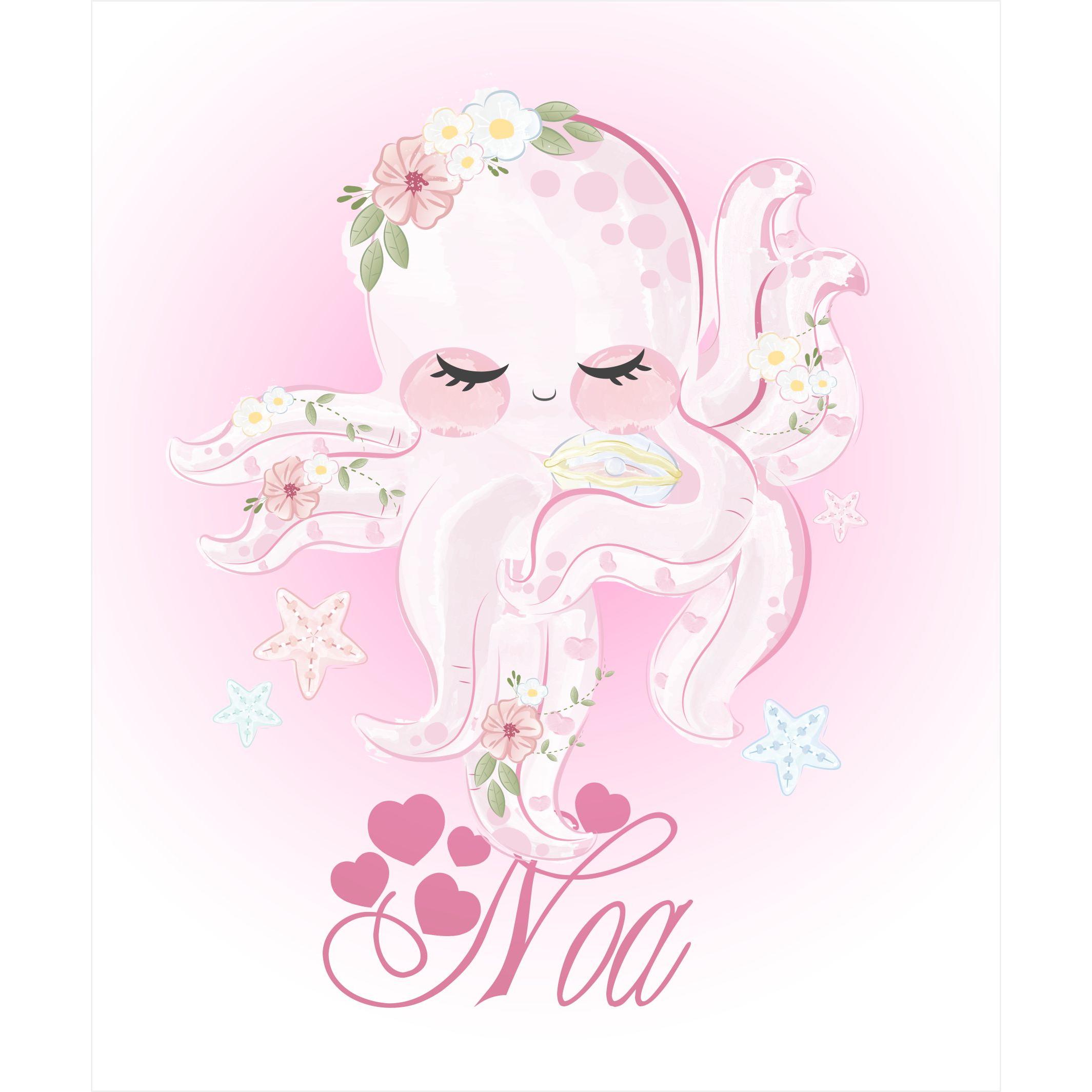 Estores Iroa - Estor Enrollable Infantil con Diseño Pulpo Rosa – Tejido Premium Personalizable –