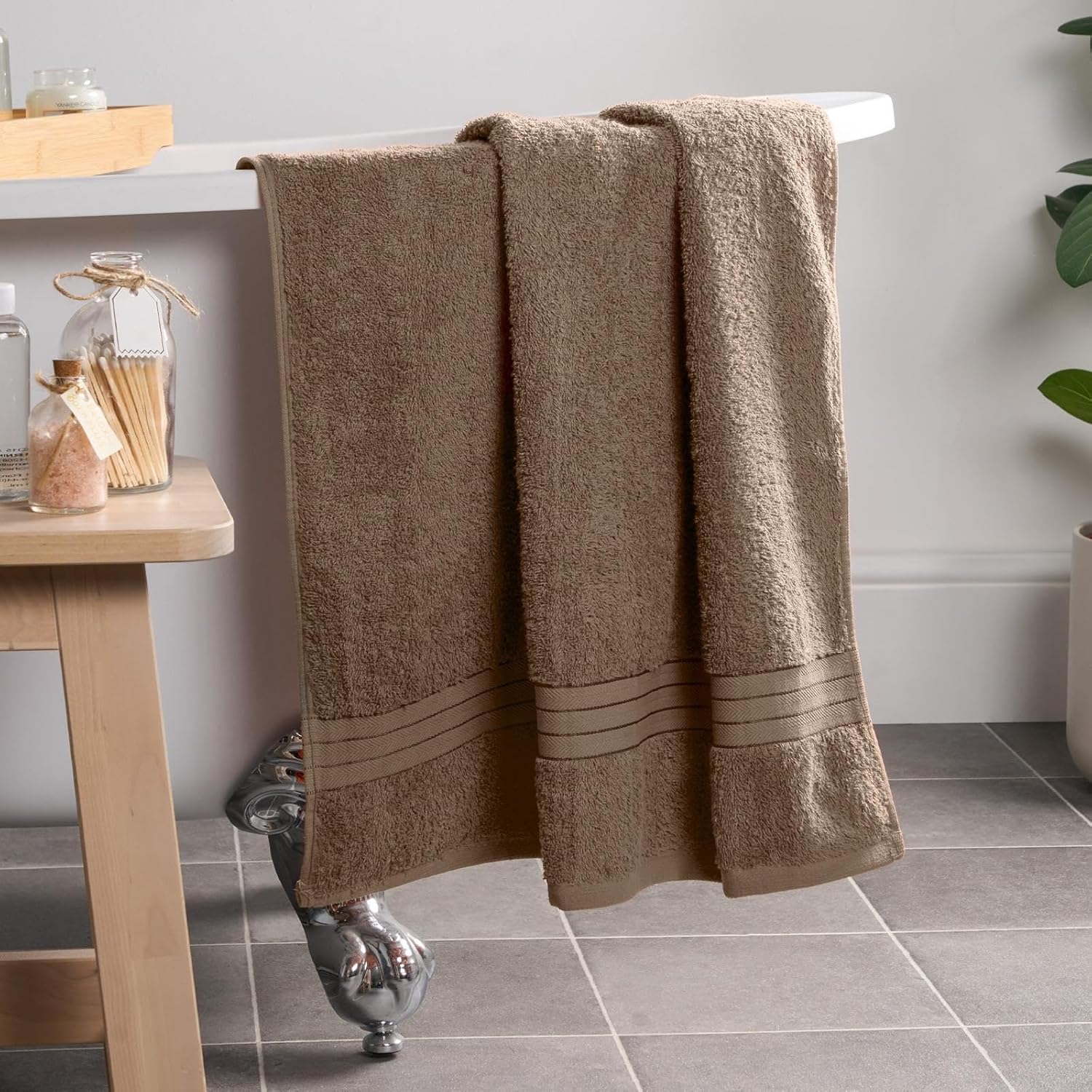 Toalla de Baño de Color marrón Claro, 100% Algodón, Muy Suaves, para baño, Ducha, Highly absorbentes, Toallas Grandes de baño, Paquete de Toallas de Calidad de Lujo, 1 Unidad