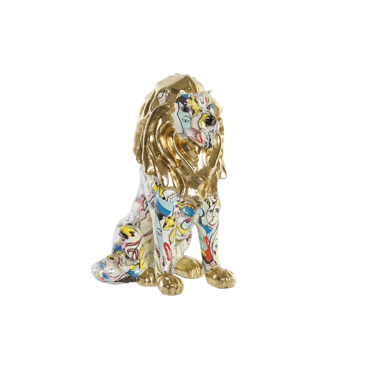 FIGURA RESINA 15X21X27 LEON DORADO FD202543