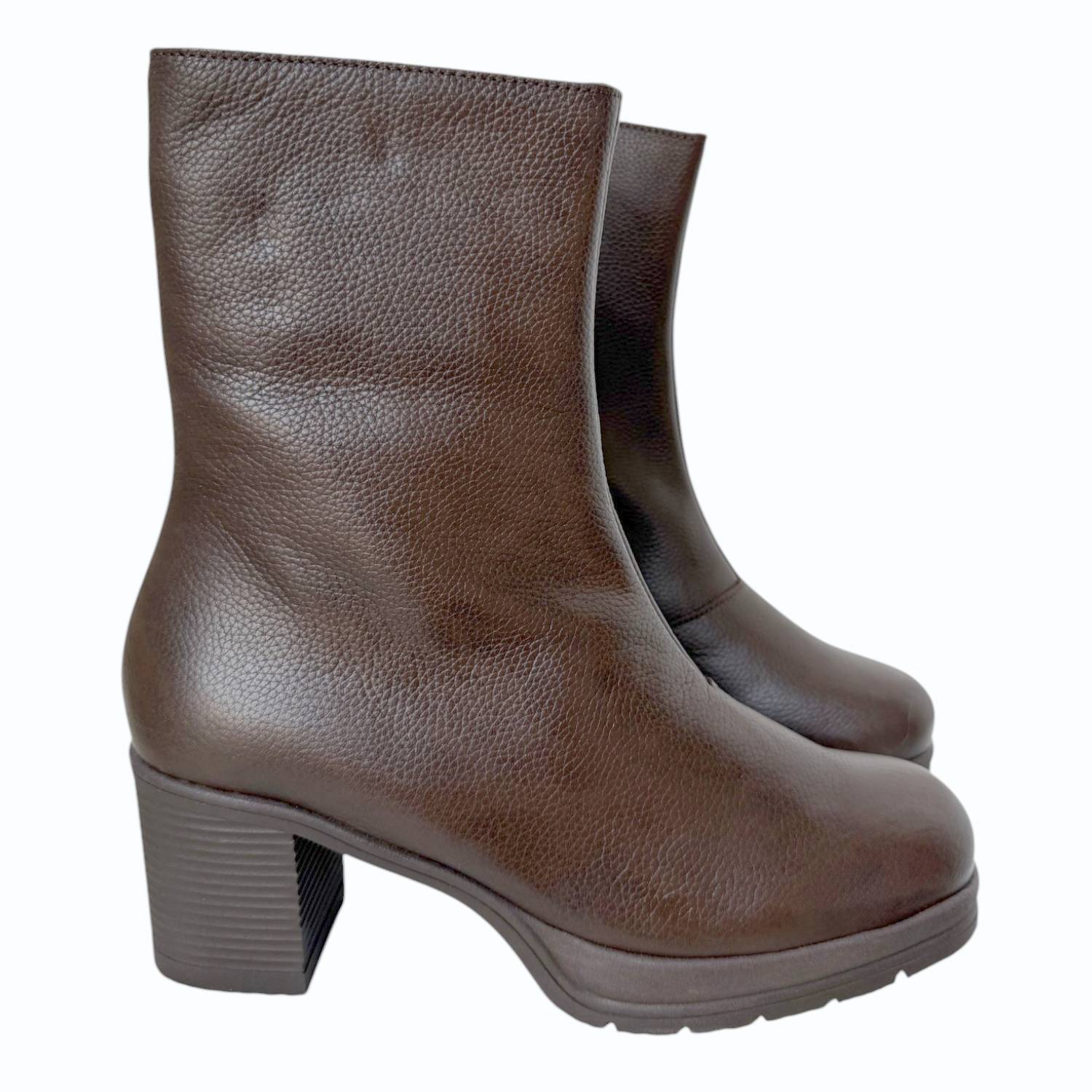 VALERIA'S - Botines de mujer piel con tacón cómodo 6,5 cm y plataforma 2 cm modelo Valeria para looks elegantes