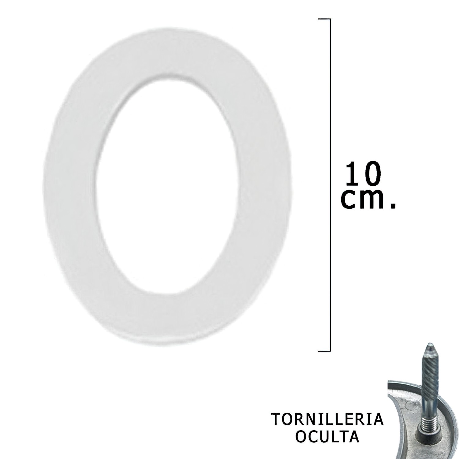 SANCO STORE - WOLFPACK LINEA PROFESIONAL Numero Metal "0" Plateado Mate 10 cm. con Tornilleria Oculta (Blister 1 Pieza)