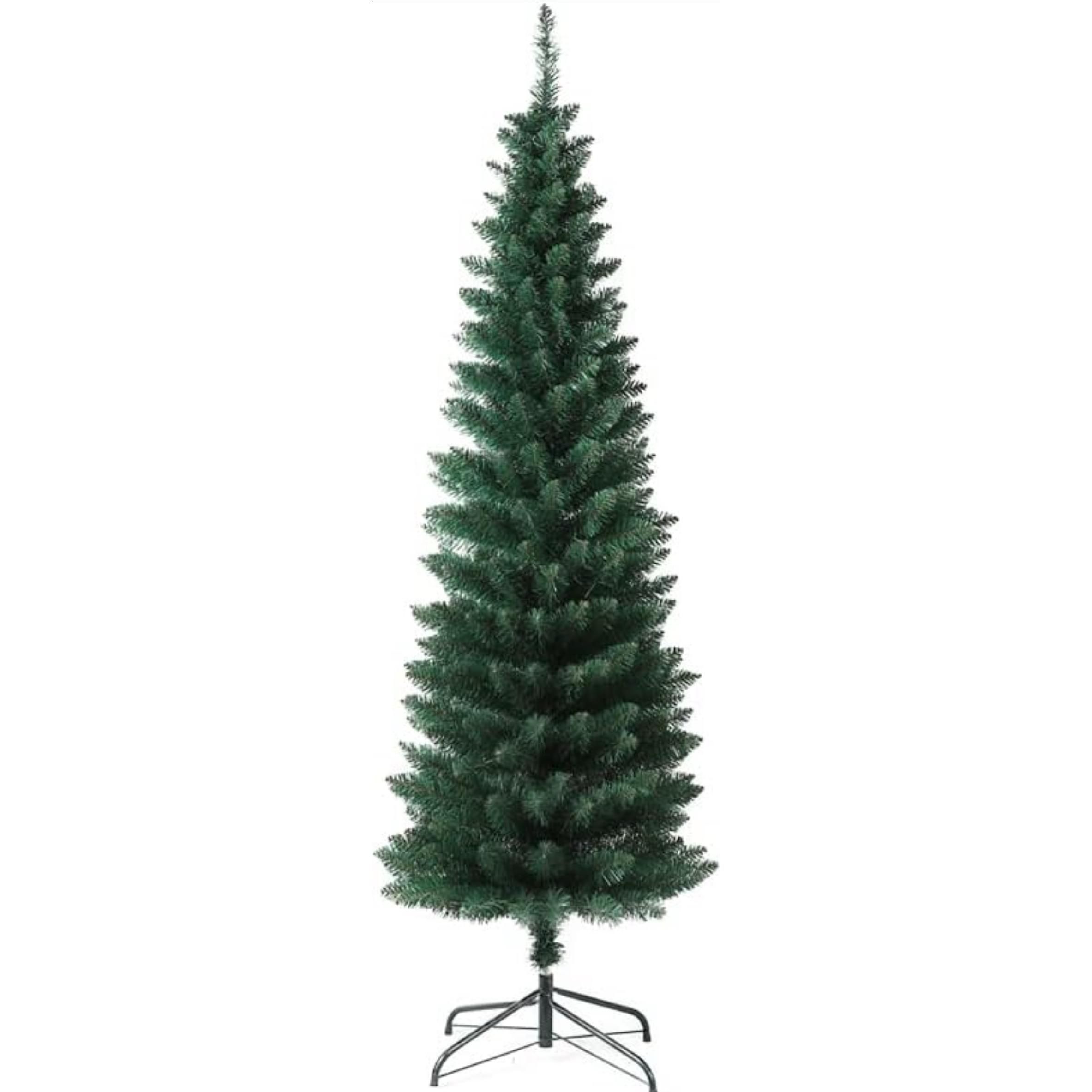 MEJORADA*16802* Árbol de Navidad SLIM/ESTRECHO Artificial Abeto Fino de Hoja Espumillón 150-210cm Arboles Con Soporte Metálico