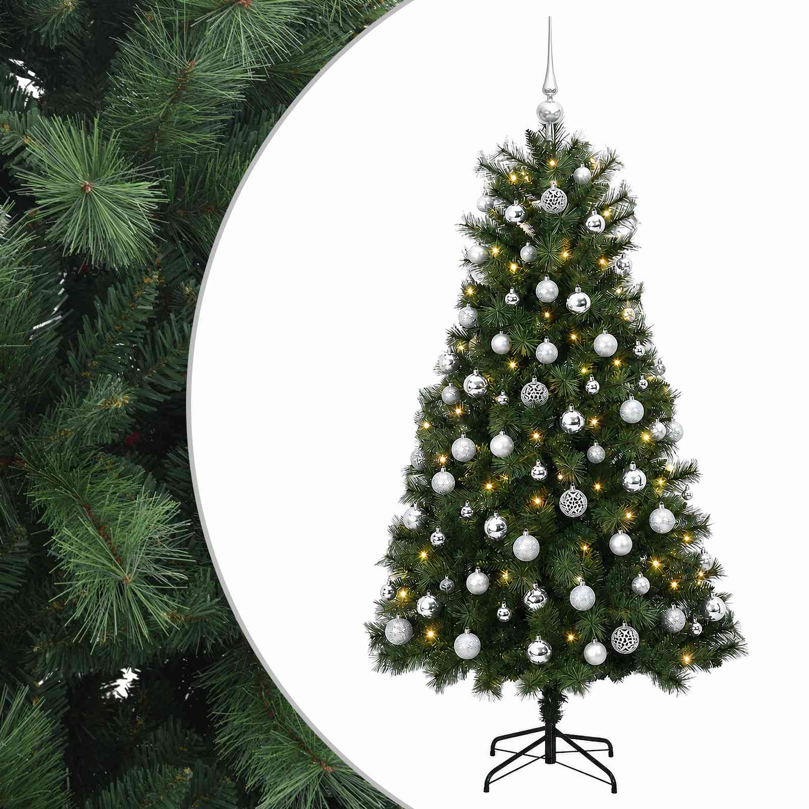 vidaXL Árbol de Navidad artificial de ramas plegables con bolas 150 cm