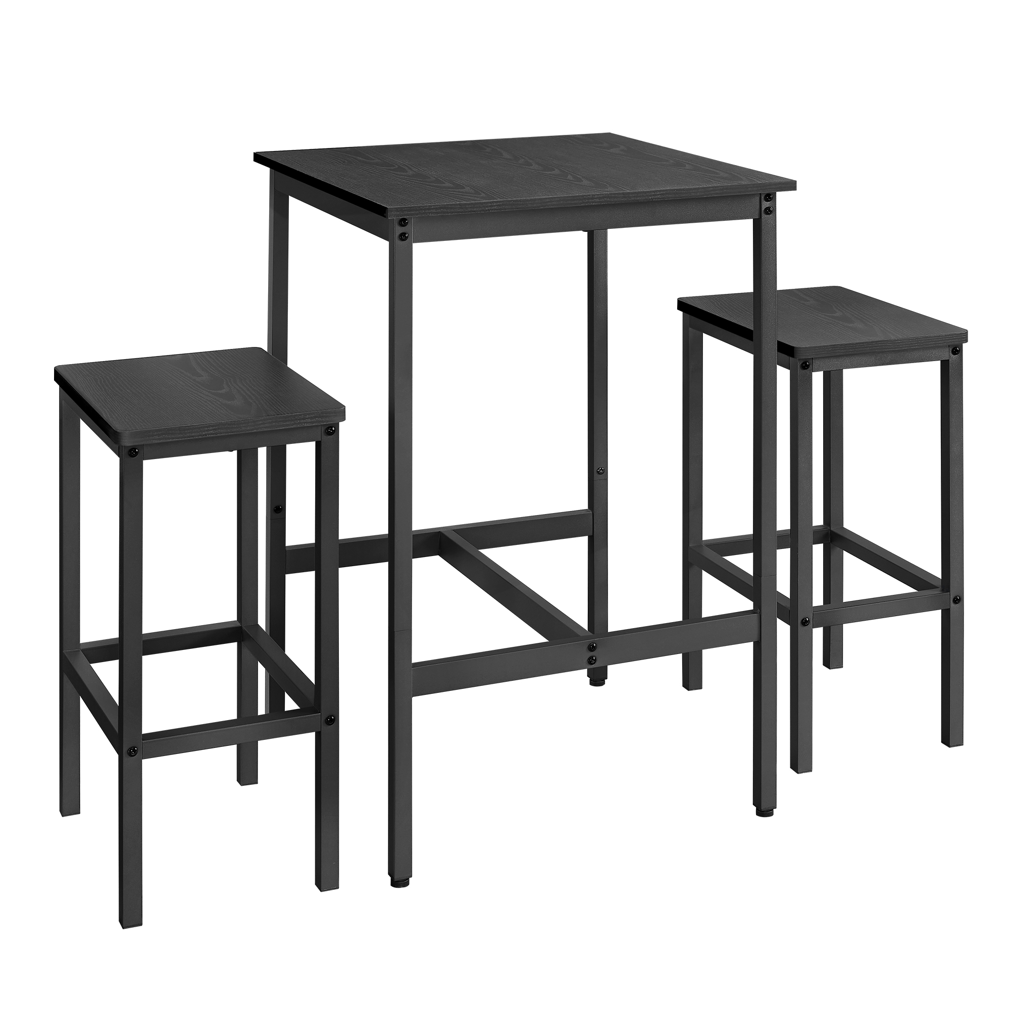 VASAGLE Mesa de Bar con Taburetes, Mesa Comedor con 2 Sillas, Mesa Cocina Pequeña, Taburetes de Barra, para Comedor, Cocina, Marrón Rústico y Negro Tinta/Greige Brezo y Negro Tinta/Negro Ébano y Negro Tinta/Roble Dorado y Blanco Nube