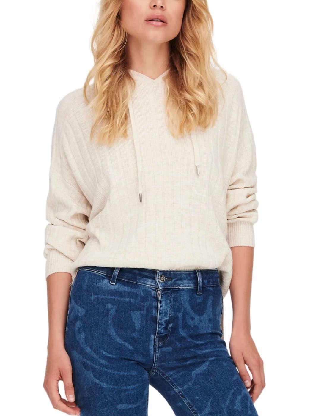 Jersey Only tessa beige con capucha de mujer